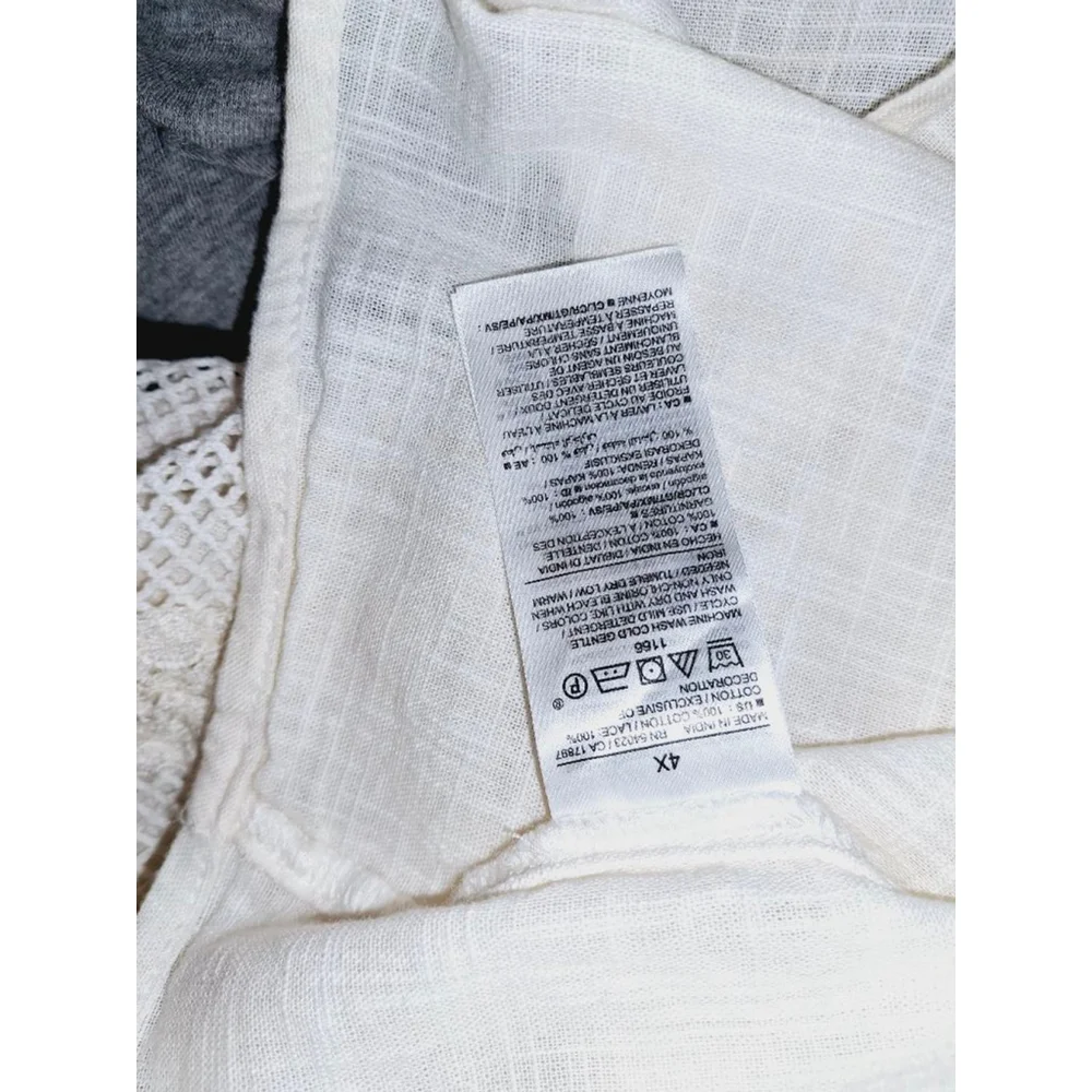 Old Navy White 4X flutter sleeve white lace 100% cotton sailor blouse - Picture 5 of 5